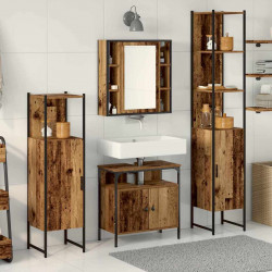 Zestaw mebli łazienkowych z półką z drzwiami 4 pcs Stare drewno