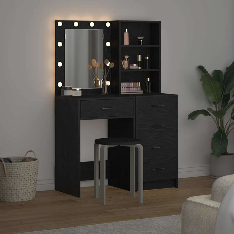 Toaletka 2 pcs Czarny 50 x 41 x 135 cm Materiał drewnopochodny