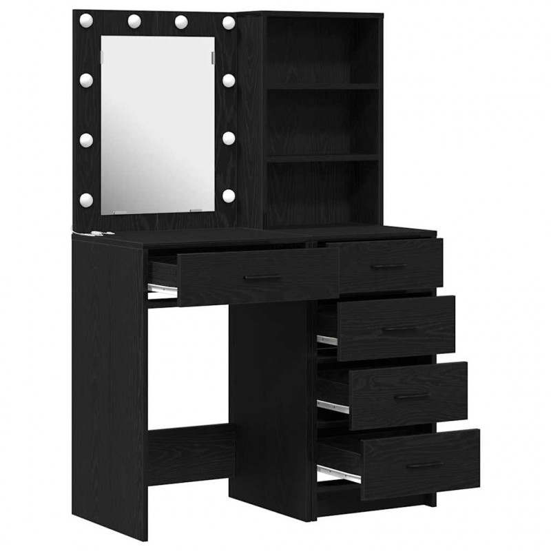 Toaletka 2 pcs Czarny 50 x 41 x 135 cm Materiał drewnopochodny