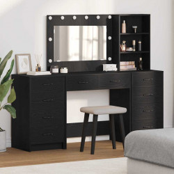 Toaletka z szufladą 3 pcs Czarny Dąb Materiał drewnopochodny