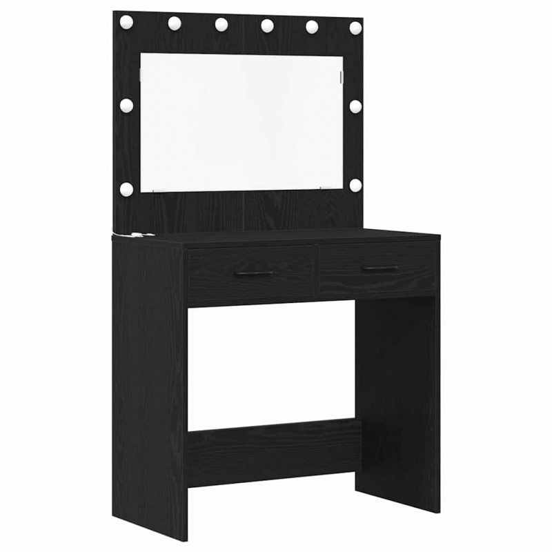 Toaletka z szufladą 3 pcs Czarny Dąb Materiał drewnopochodny