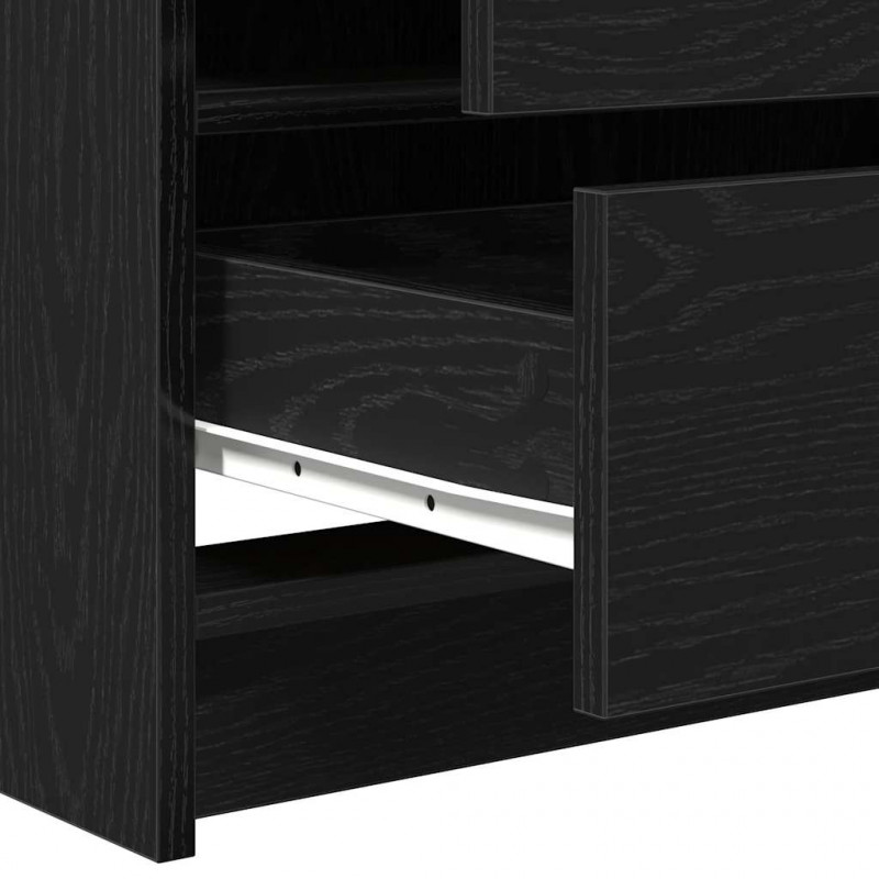 Toaletka z szufladą 3 pcs Czarny Dąb Materiał drewnopochodny