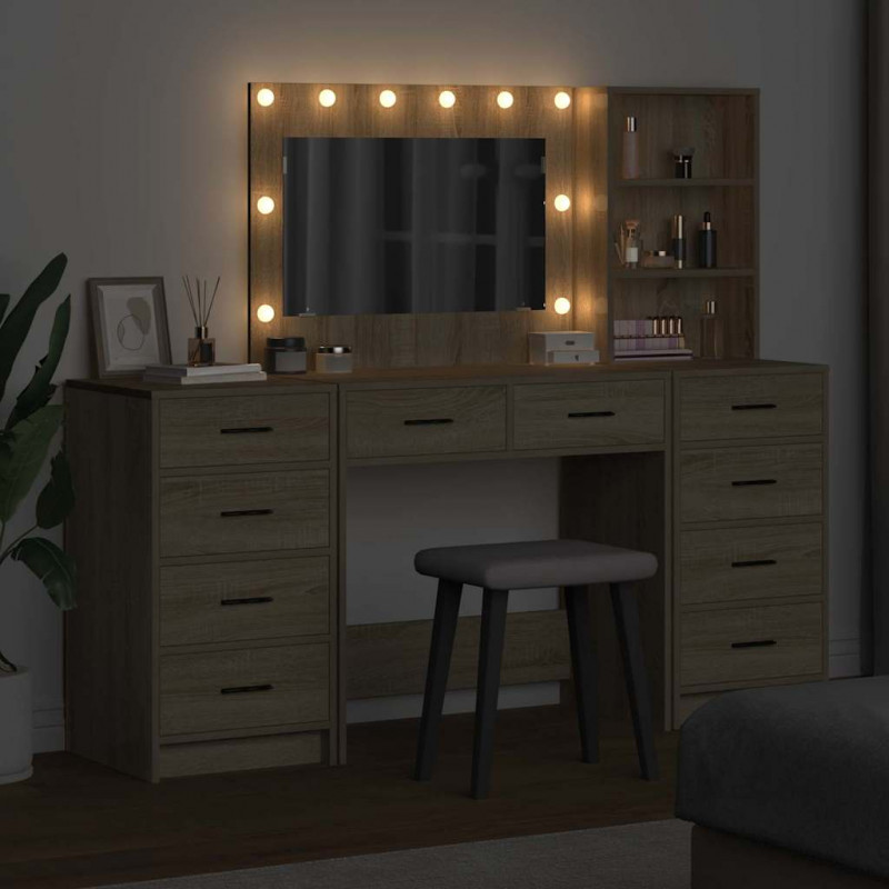 Toaletka z szufladą 3 pcs Dąb Sonoma Materiał drewnopochodny