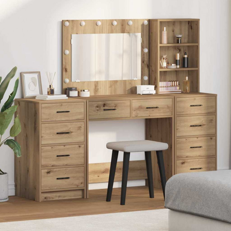 Toaletka 3 pcs Dąb rzemieślniczy Materiał drewnopochodny