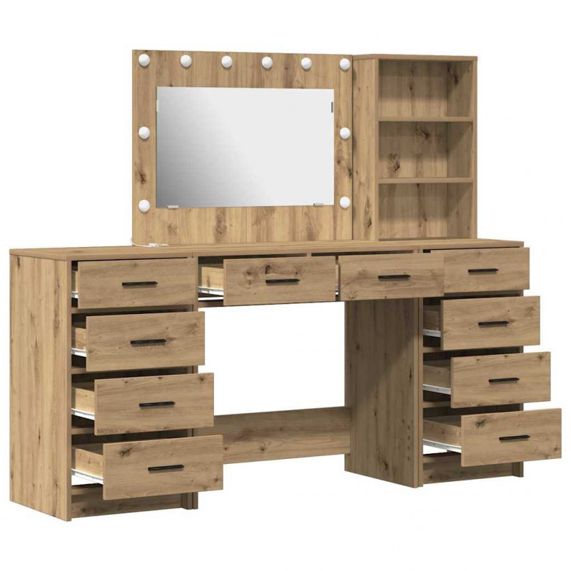 Toaletka 3 pcs Dąb rzemieślniczy Materiał drewnopochodny