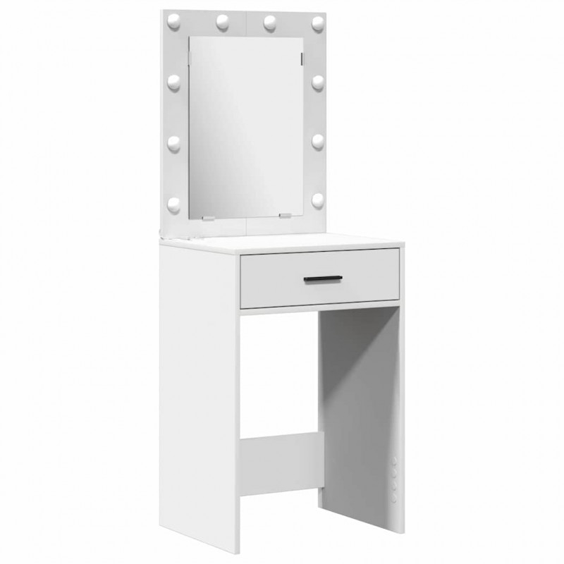 Toaletka z szufladą z półką 3 pcs Biały Materiał drewnopochodny