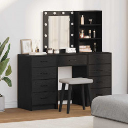 Toaletka z szufladą 3 pcs Czarny Materiał drewnopochodny