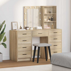Toaletka z szufladą 3 pcs Brązowy Materiał drewnopochodny