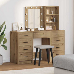 Toaletka z szufladą 3 pcs Brązowy Materiał drewnopochodny
