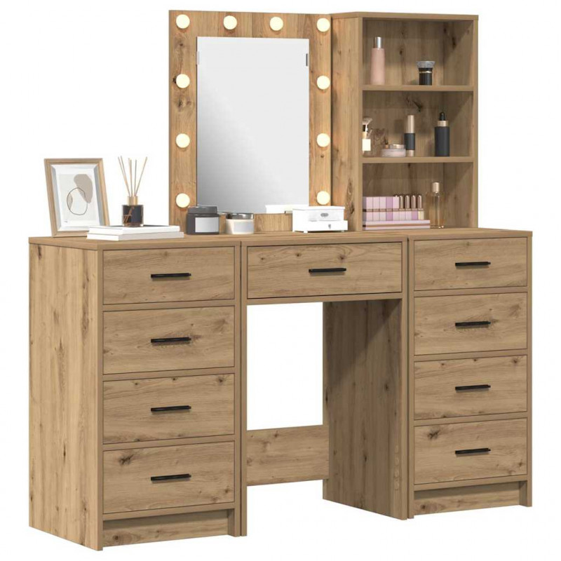 Toaletka z szufladą 3 pcs Brązowy Materiał drewnopochodny