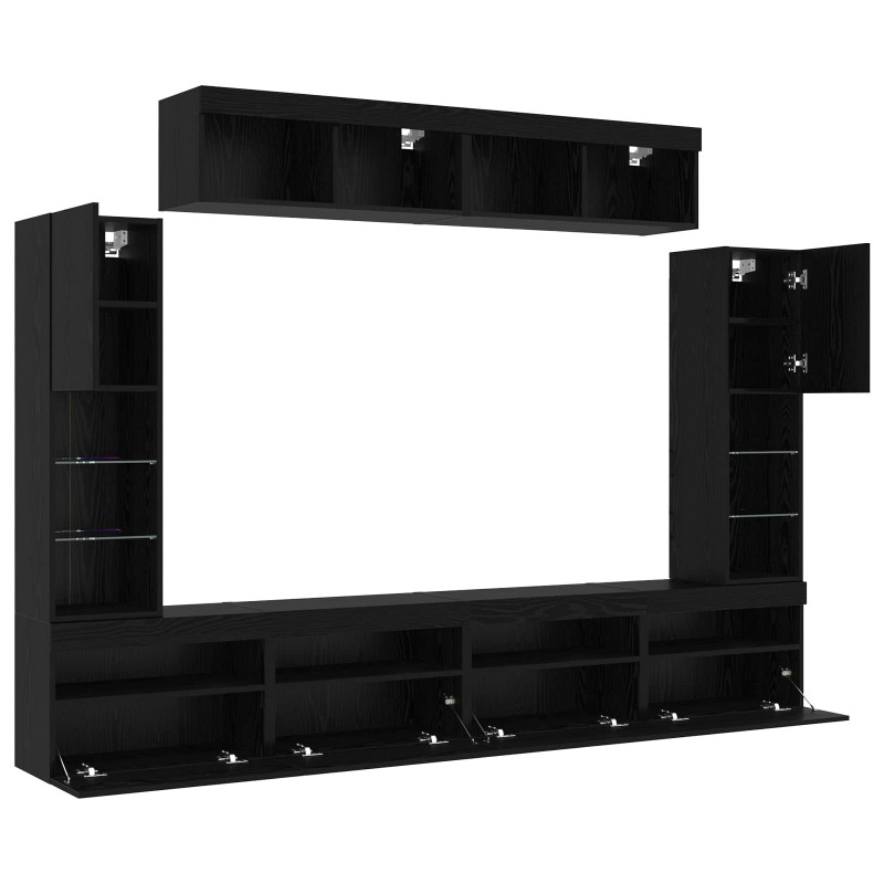 Zestaw szafek RTV 6 pcs Czarny dąb Materiał drewnopochodny