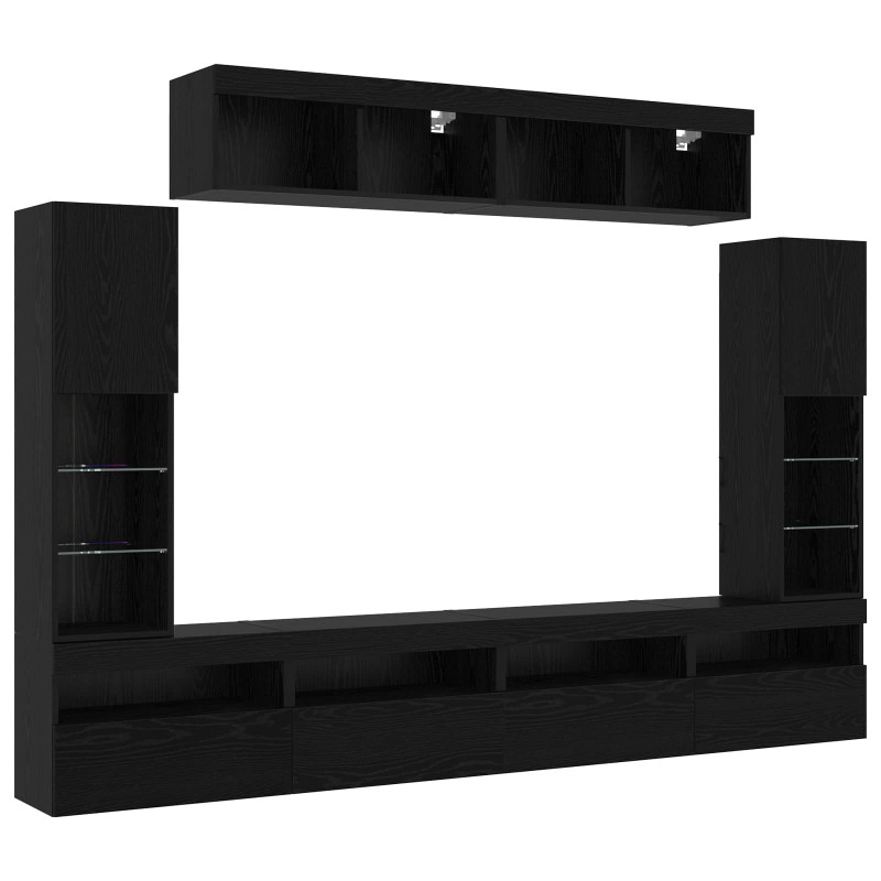Zestaw szafek RTV 6 pcs Czarny dąb Materiał drewnopochodny