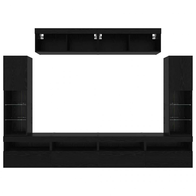 Zestaw szafek RTV 6 pcs Czarny dąb Materiał drewnopochodny