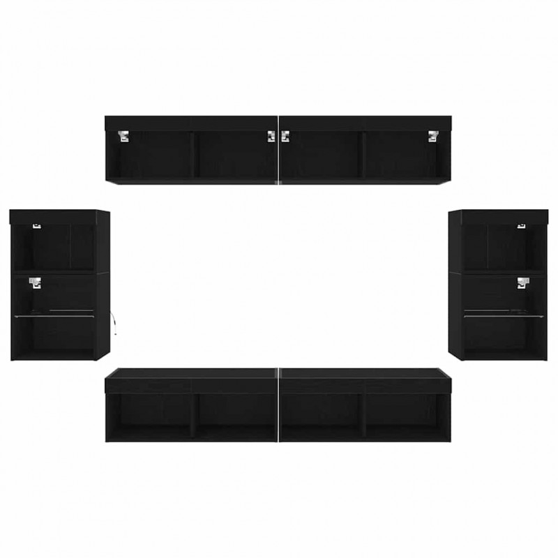 Zestaw szafek RTV 8 pcs Czarny dąb Materiał drewnopochodny