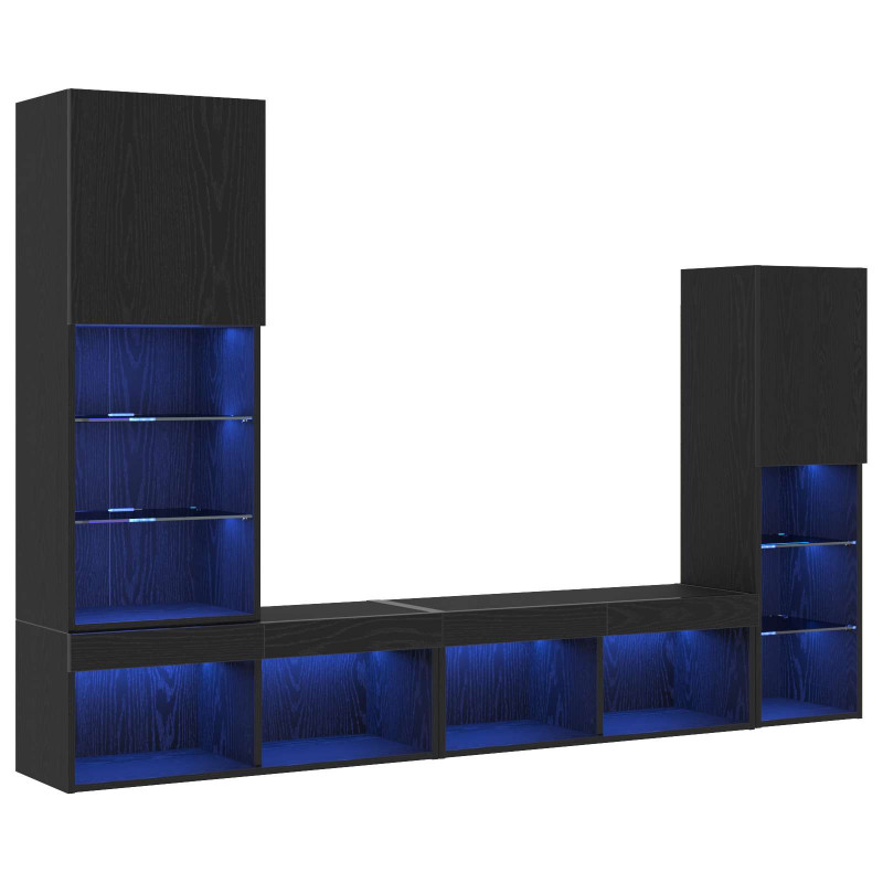 Szafka pod telewizor 4 pcs Czarny dąb Materiał drewnopochodny