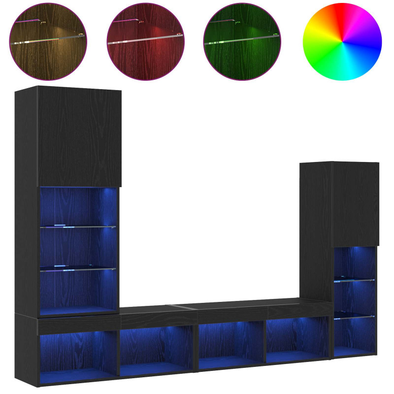 Szafka pod telewizor 4 pcs Czarny dąb Materiał drewnopochodny