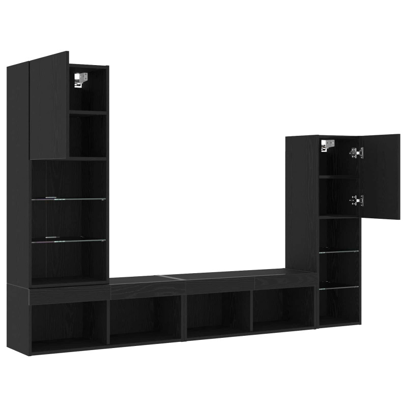 Szafka pod telewizor 4 pcs Czarny dąb Materiał drewnopochodny