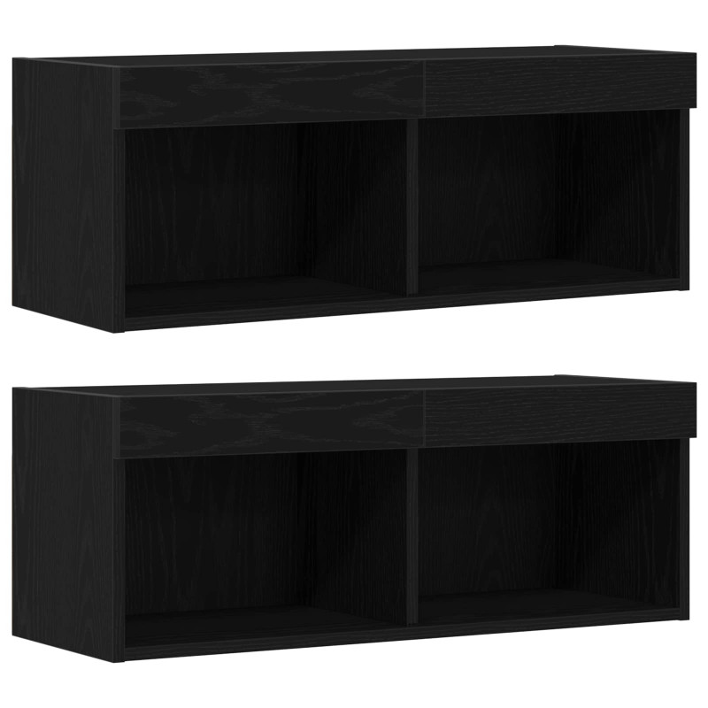 Szafka pod telewizor 4 pcs Czarny dąb Materiał drewnopochodny