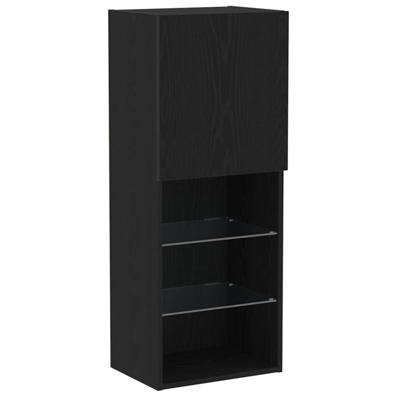 Szafka pod telewizor 4 pcs Czarny dąb Materiał drewnopochodny