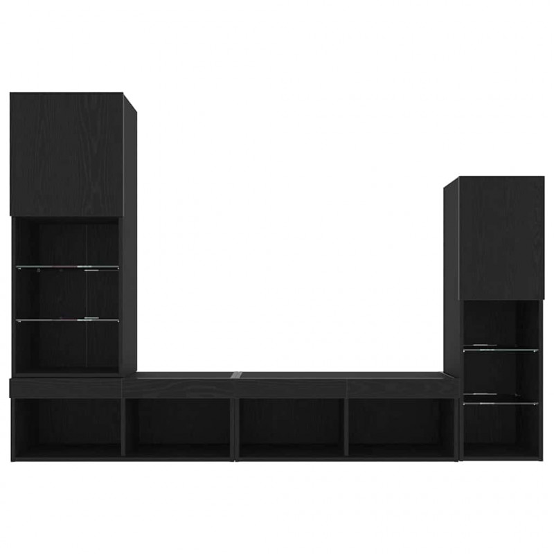 Szafka pod telewizor 4 pcs Czarny dąb Materiał drewnopochodny