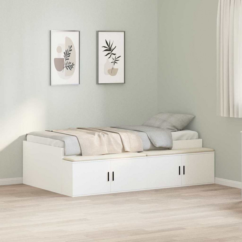 Ramka łóżka Biały 90 x 190 cm Materiał drewnopochodny
