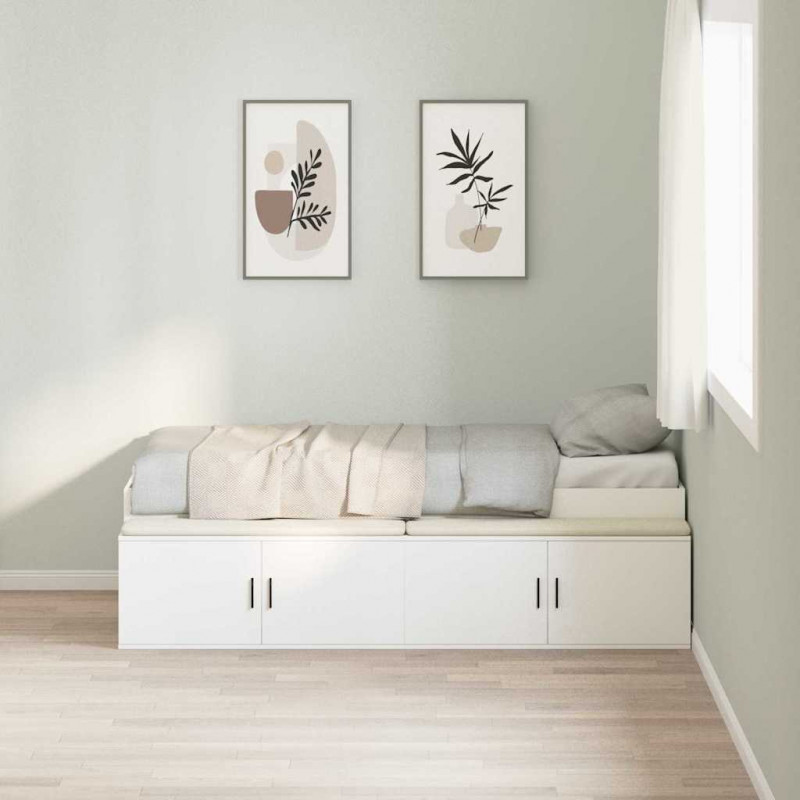 Ramka łóżka Biały 90 x 190 cm Materiał drewnopochodny