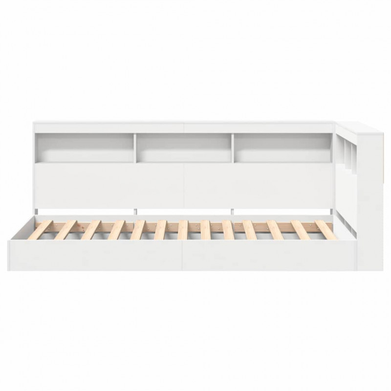 Łóżko z Biblioteczką Biały 90 x 200 cm Materiał drewnopochodny