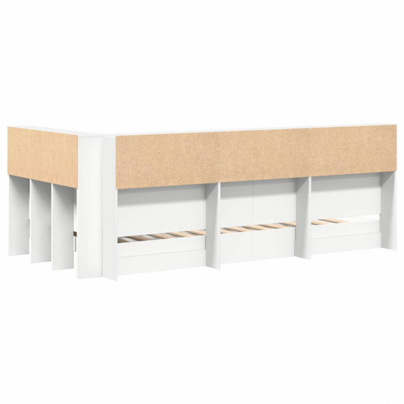 Łóżko z Biblioteczką Biały 90 x 200 cm Materiał drewnopochodny