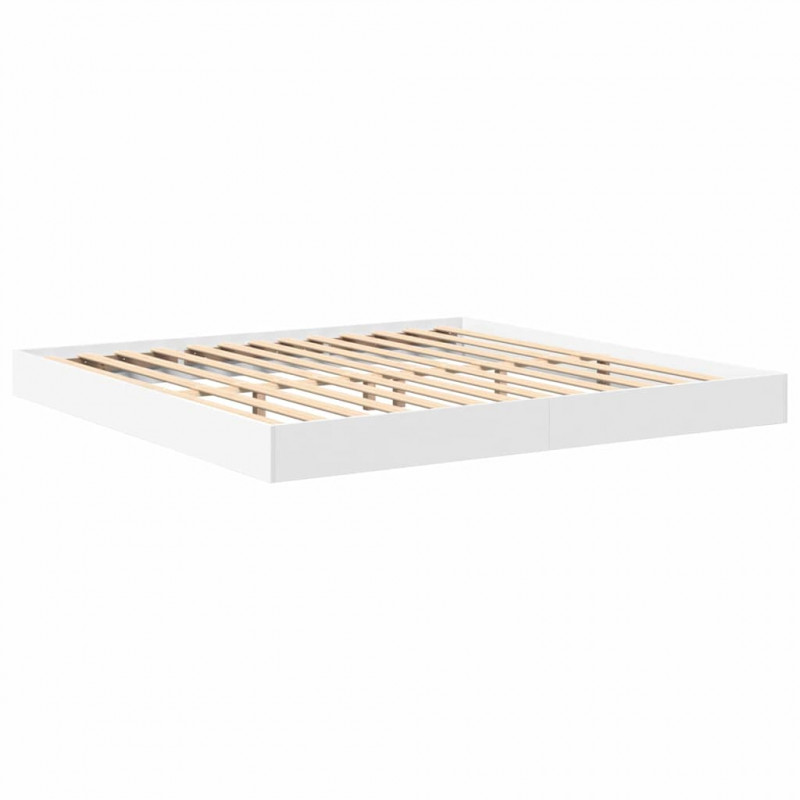 Łóżko z Biblioteczką Biały 200 x 200 cm Materiał drewnopochodny