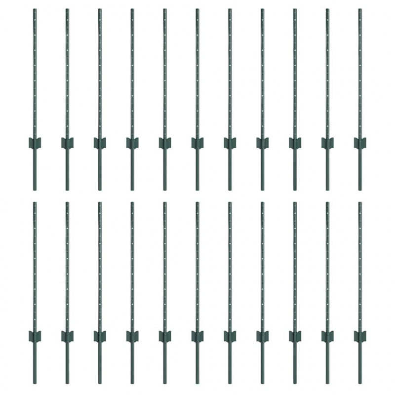 Słupek ogrodzeniowy. 22 pcs Zielony 120 cm Stal