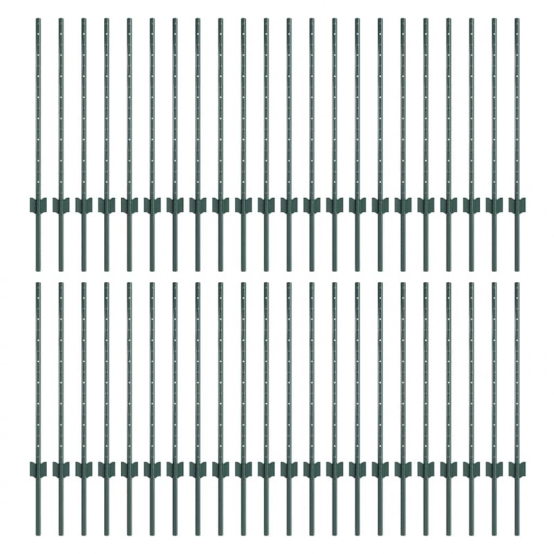 Słupek ogrodzeniowy. 44 pcs Zielony 120 cm Stal