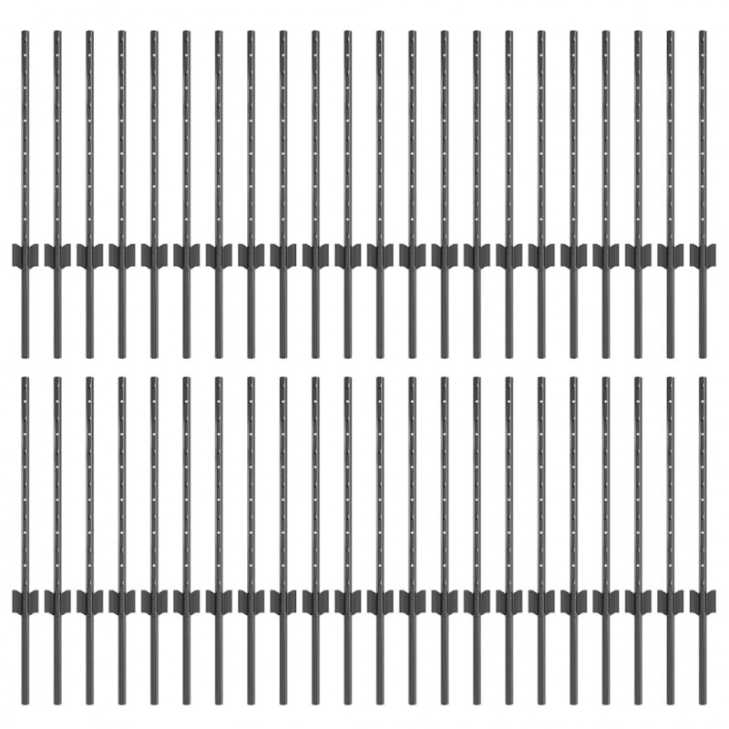 Słupek ogrodzeniowy. 44 pcs Szary 100 cm Stal