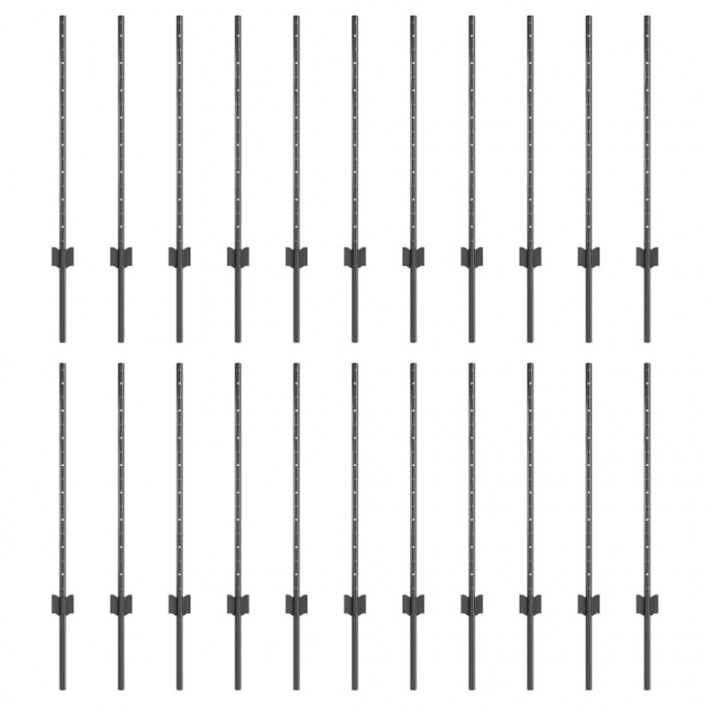Słupek ogrodzeniowy. 22 pcs Szary 120 cm Stal