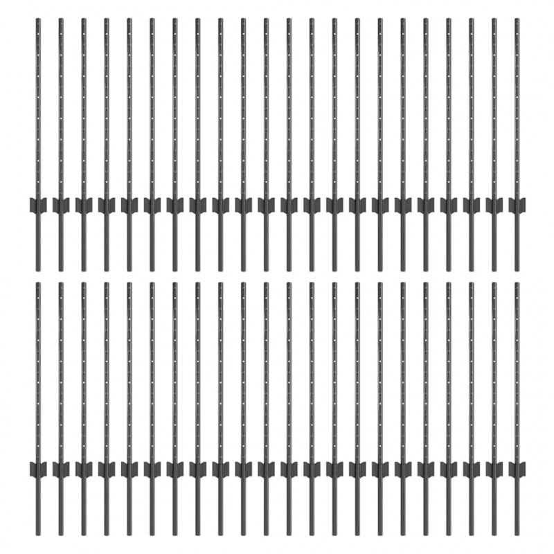 Słupek ogrodzeniowy. 44 pcs Szary 120 cm Stal