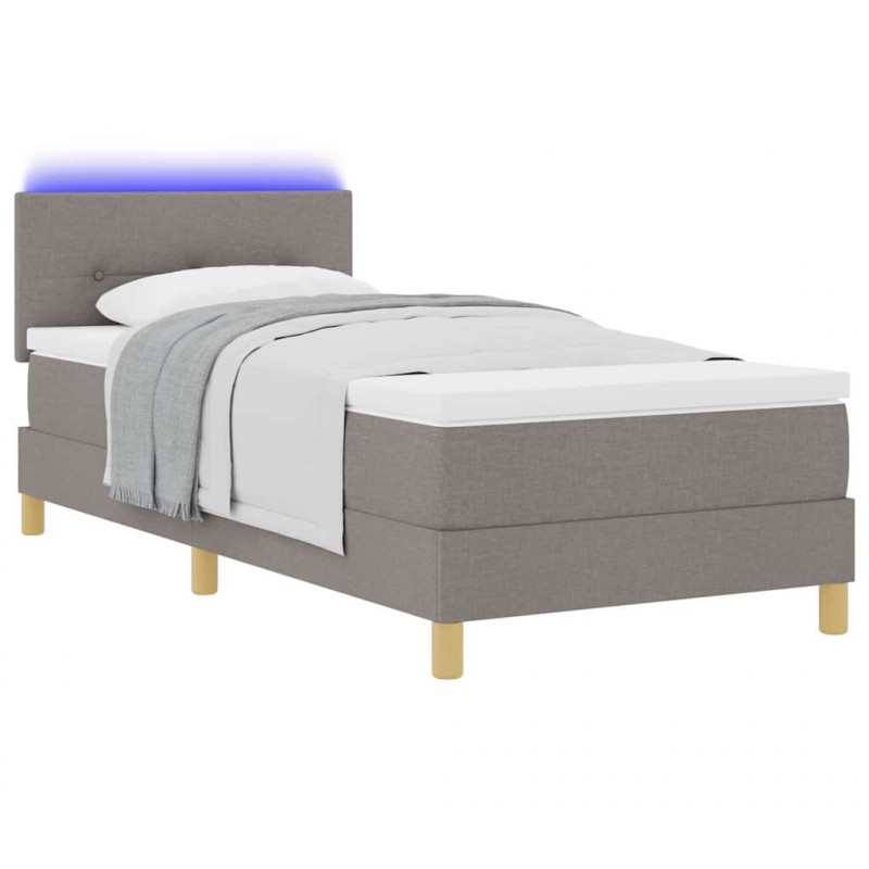 Łóżko z sprężyną LED Ciemnoszary 90 x 190 cm tkanina