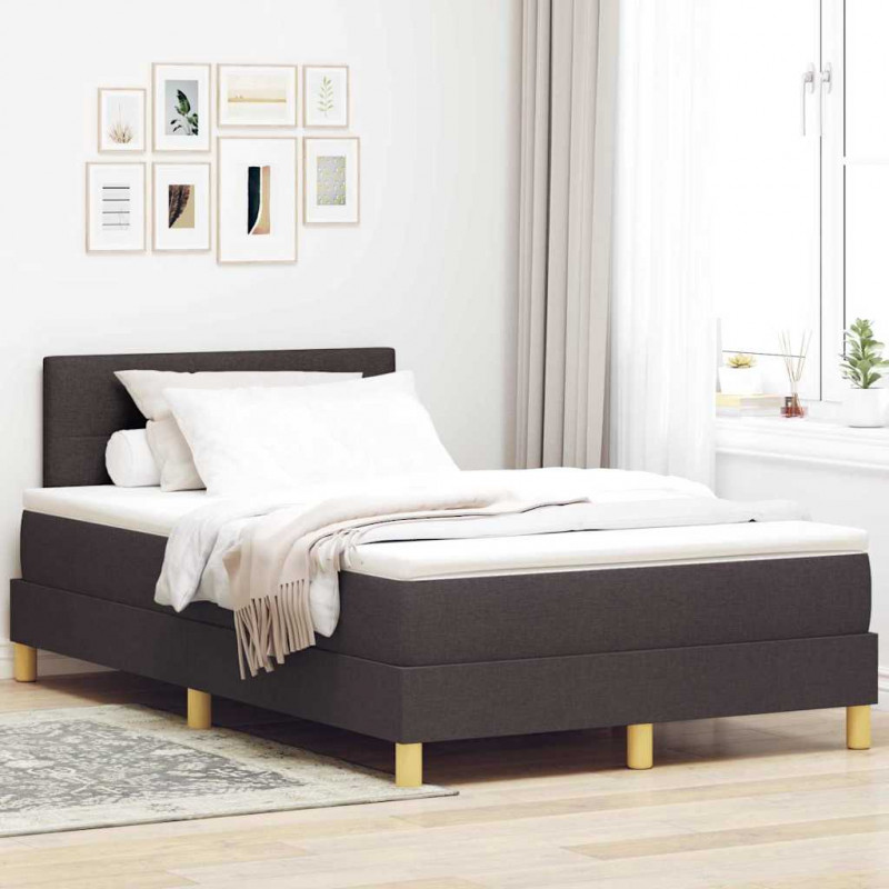 Łóżko z sprężyną LED Ciemny brąz 120 x 200 cm tkanina