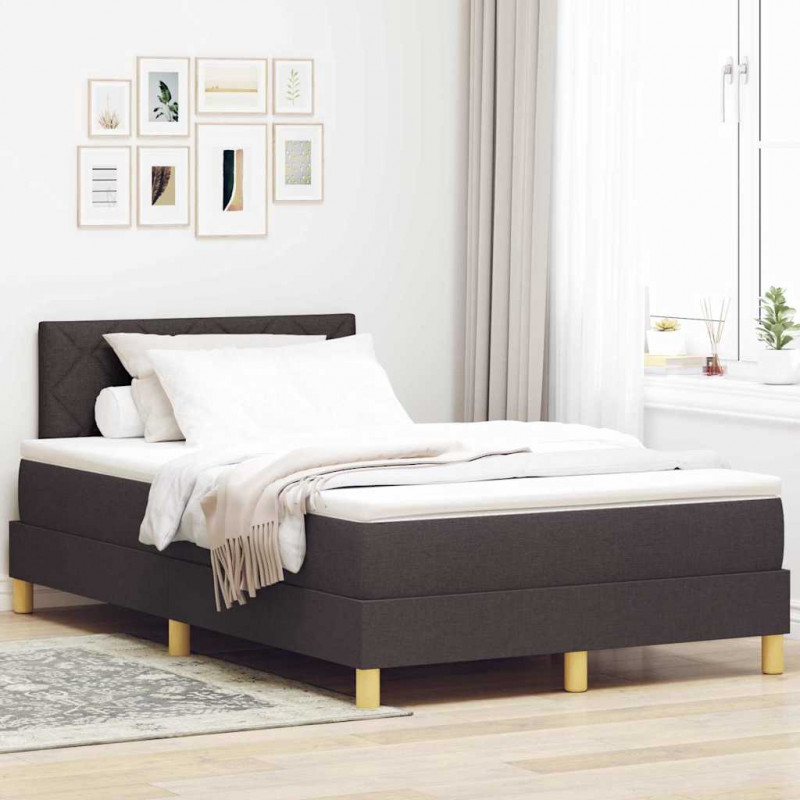 Łóżko z sprężyną LED Ciemny brąz 120 x 200 cm tkanina