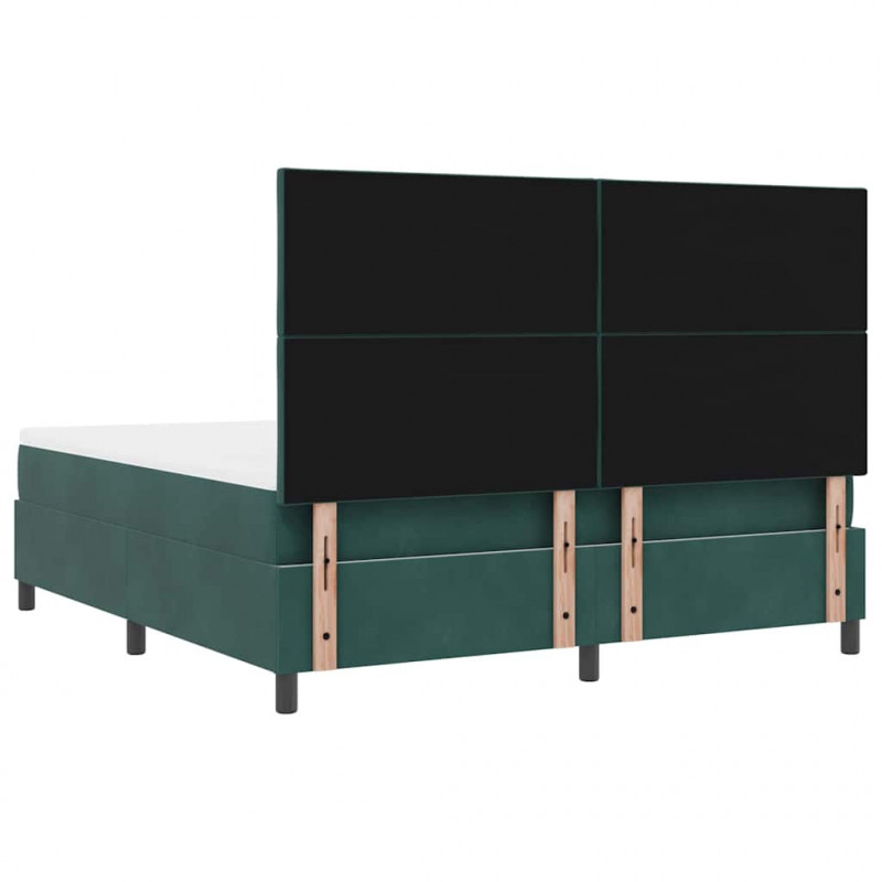 Łóżko z sprężyną LED Ciemna zieleń 180 x 200 cm Aksamit
