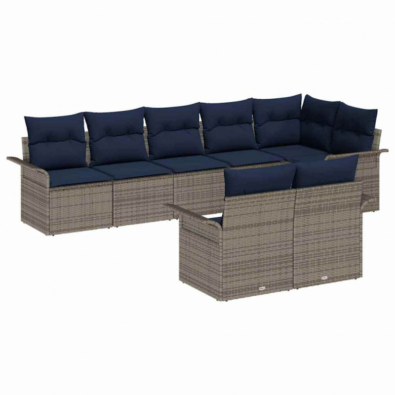 Zestaw Sof na Ogród z poduszką 8 pcs Szary polirattan