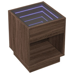 Stolik nocny z LED Infinity, brązowy dąb, 40x40x50 cm