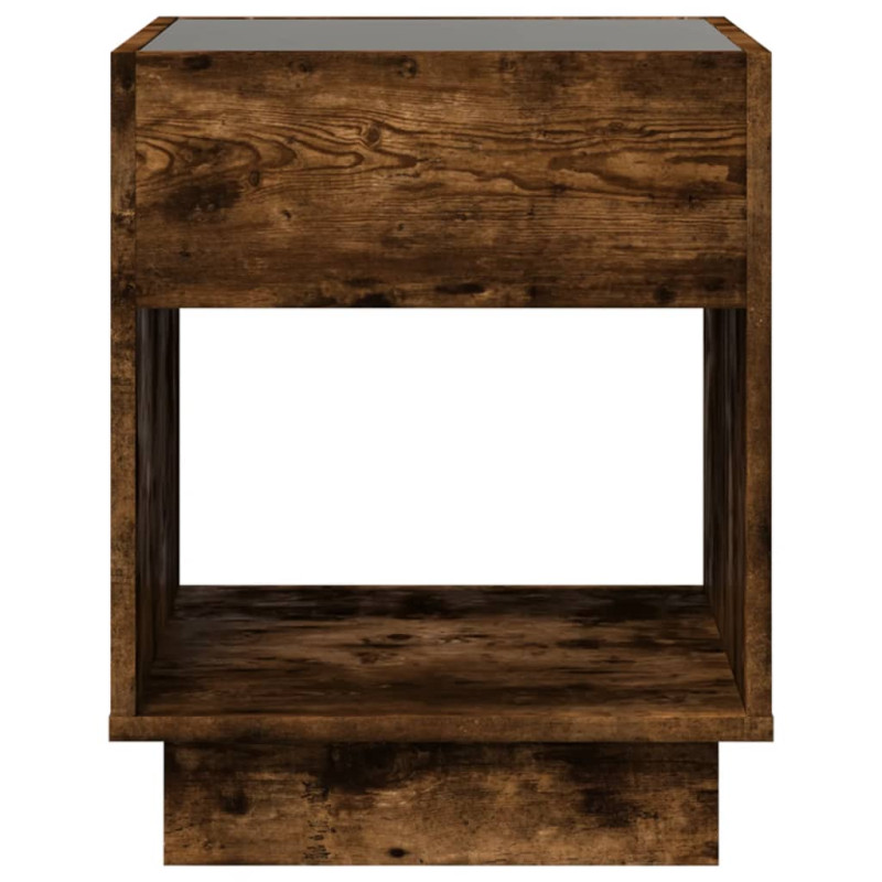 Stolik nocny z LED Infinity, przydymiony dąb, 40x40x50 cm