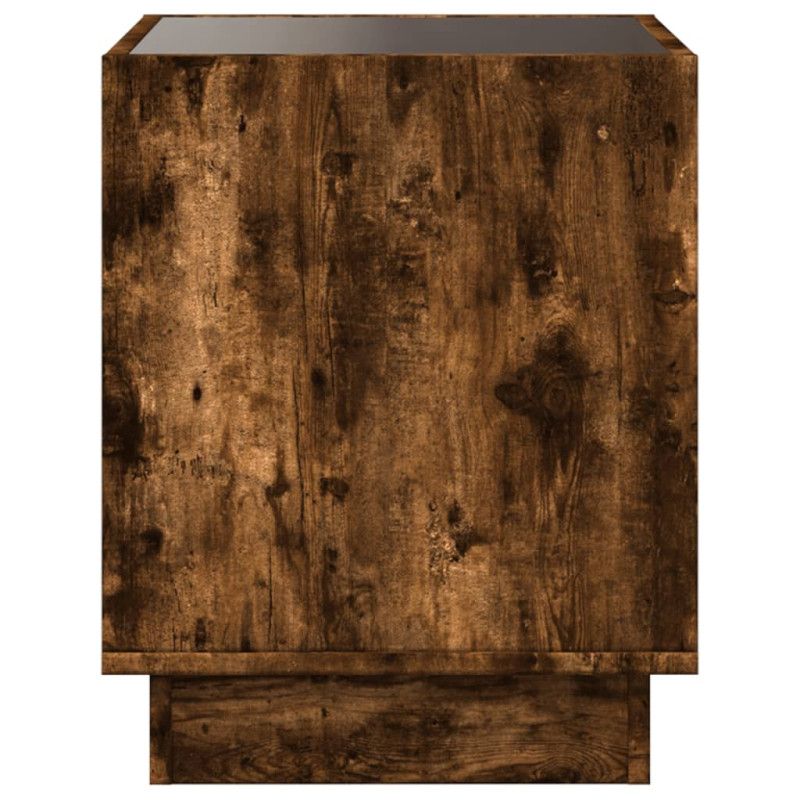 Stolik nocny z LED Infinity, przydymiony dąb, 40x40x50 cm
