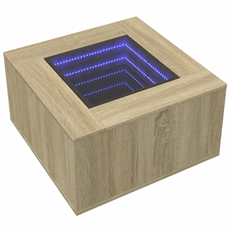 Stolik kawowy z LED, dąb sonoma, 60x60x40 cm