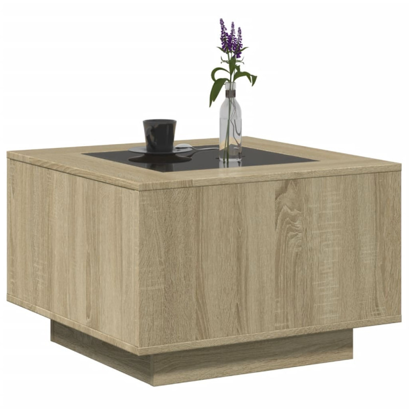 Stolik kawowy z LED, dąb sonoma, 60x60x40 cm