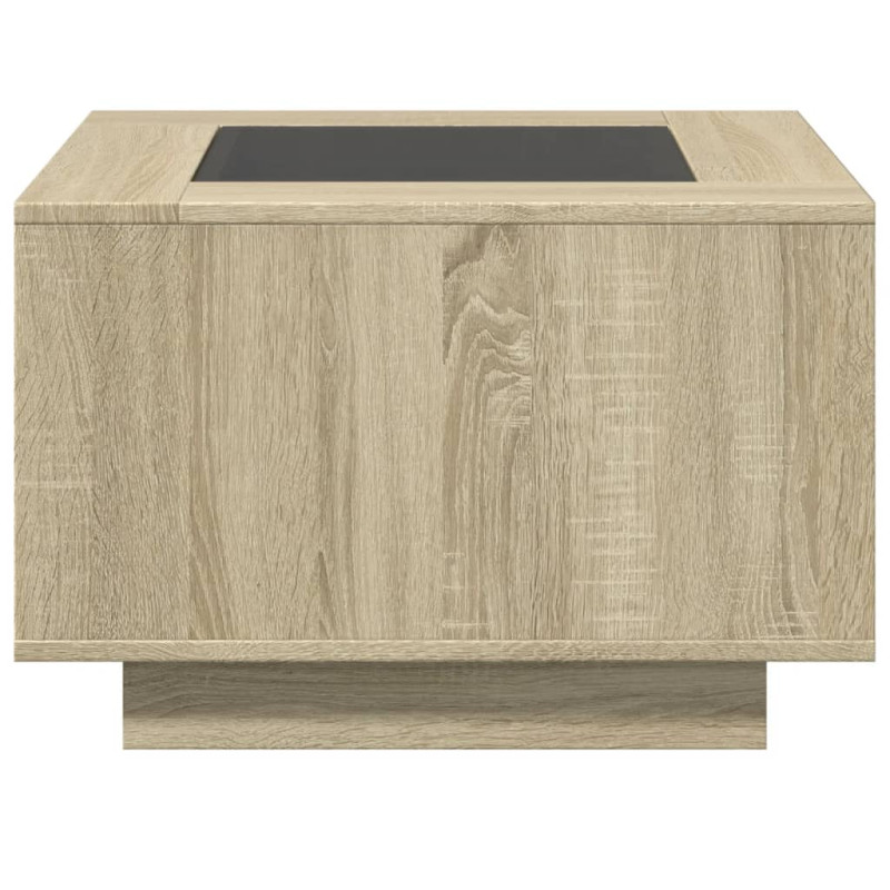 Stolik kawowy z LED, dąb sonoma, 60x60x40 cm