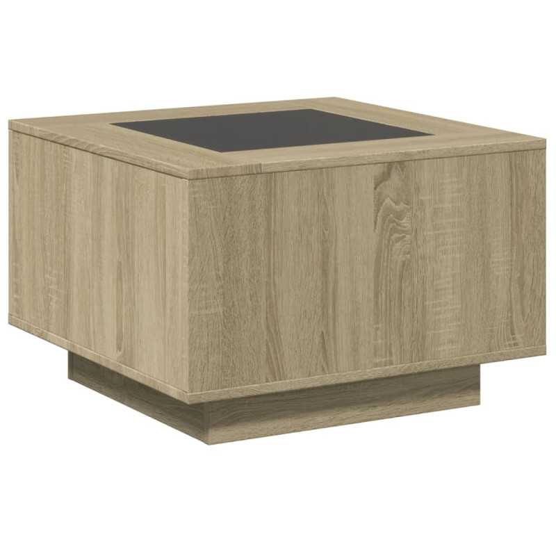 Stolik kawowy z LED, dąb sonoma, 60x60x40 cm