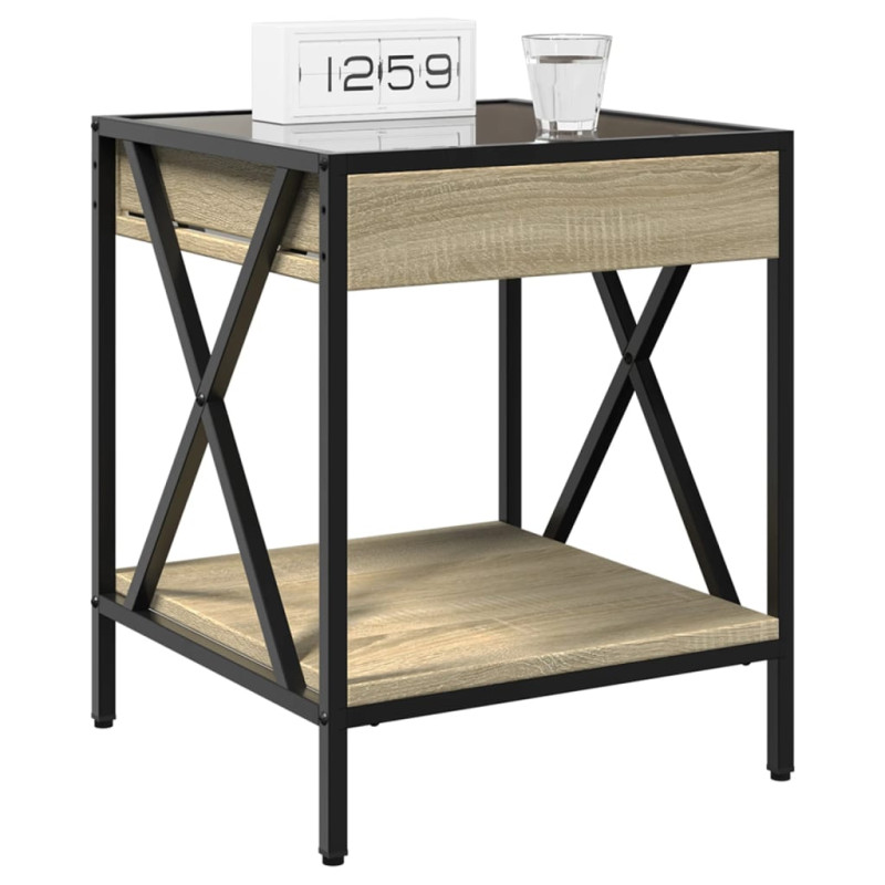 Stolik nocny z LED Infinity, dąb sonoma, 40x40x49 cm