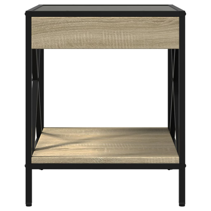 Stolik nocny z LED Infinity, dąb sonoma, 40x40x49 cm