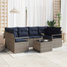Zestaw Sof 7 pcs Szary i Niebieski polirattan