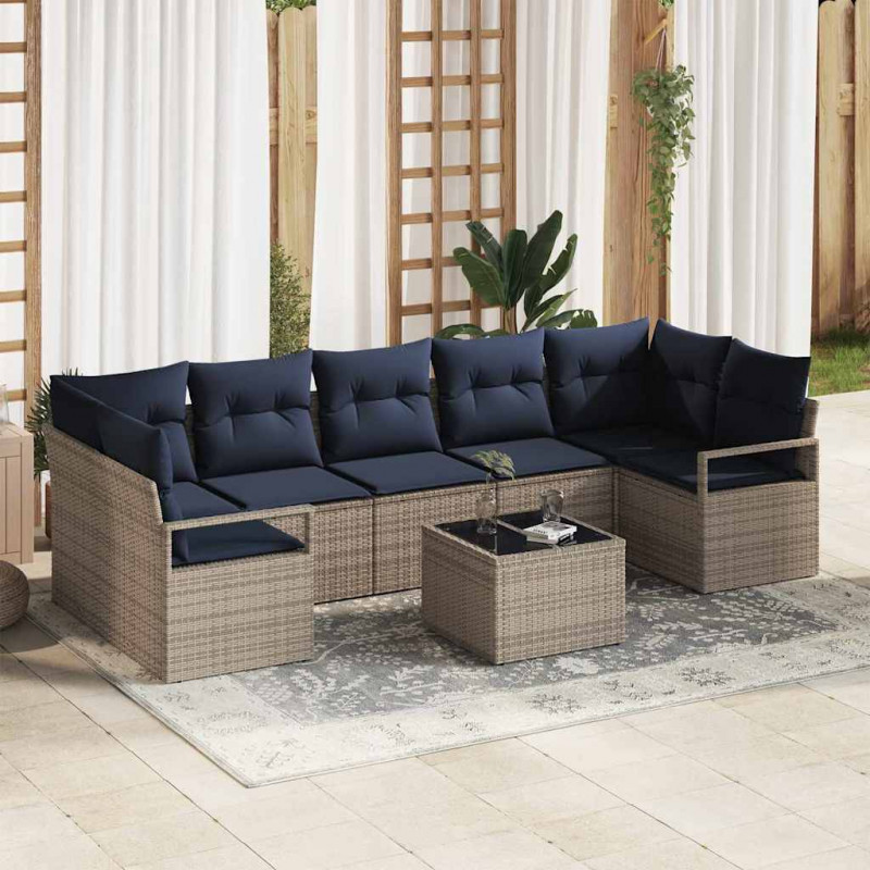 Zestaw Sof 8 pcs Szary polirattan